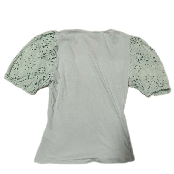 Blue Laundry by Shelli Segal Puff Sleeve Light Aqua Top - Picture 4 of 4